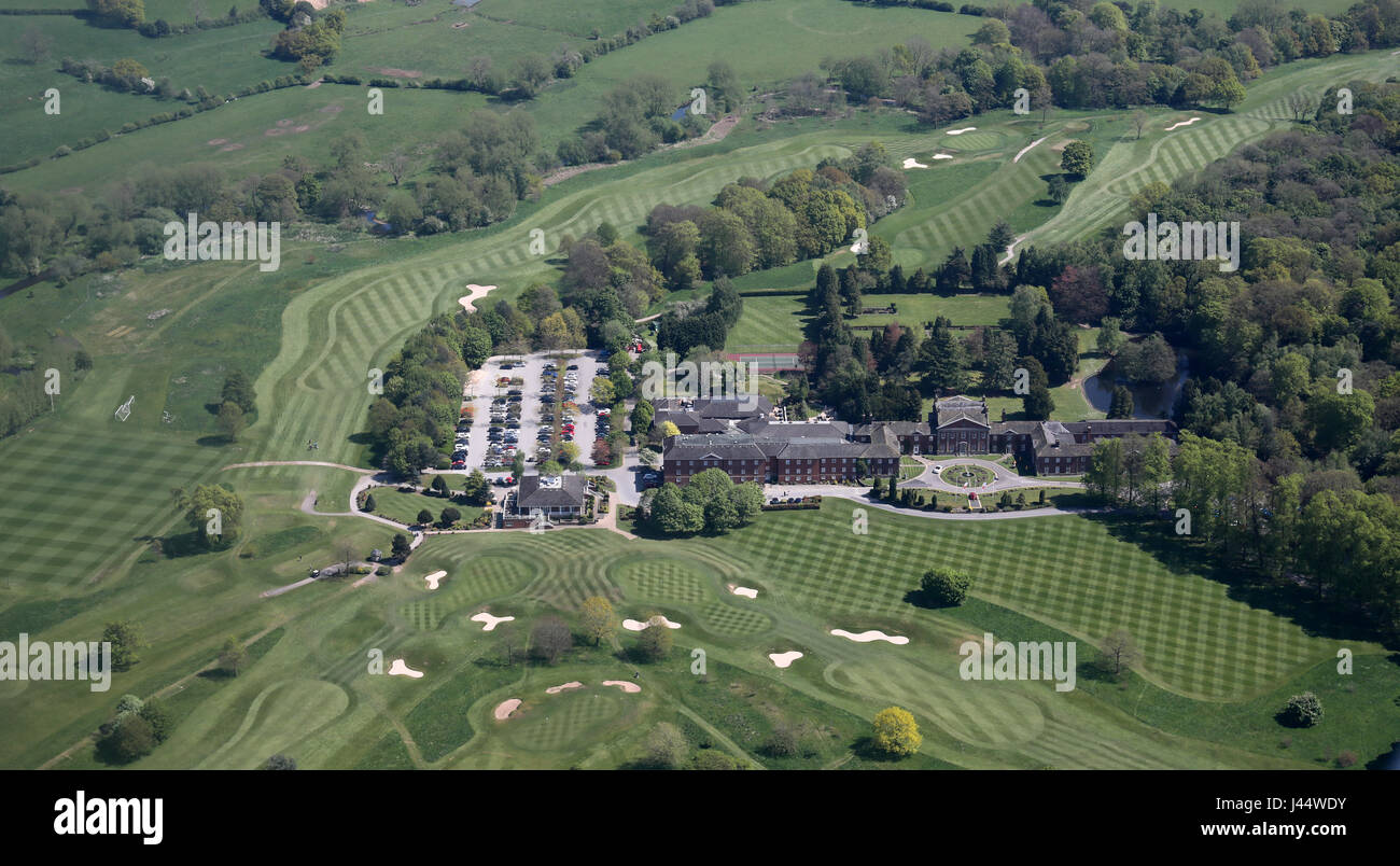 aerial view of a golf course near Alderley Edge, Cheshire, UK Stock Photo