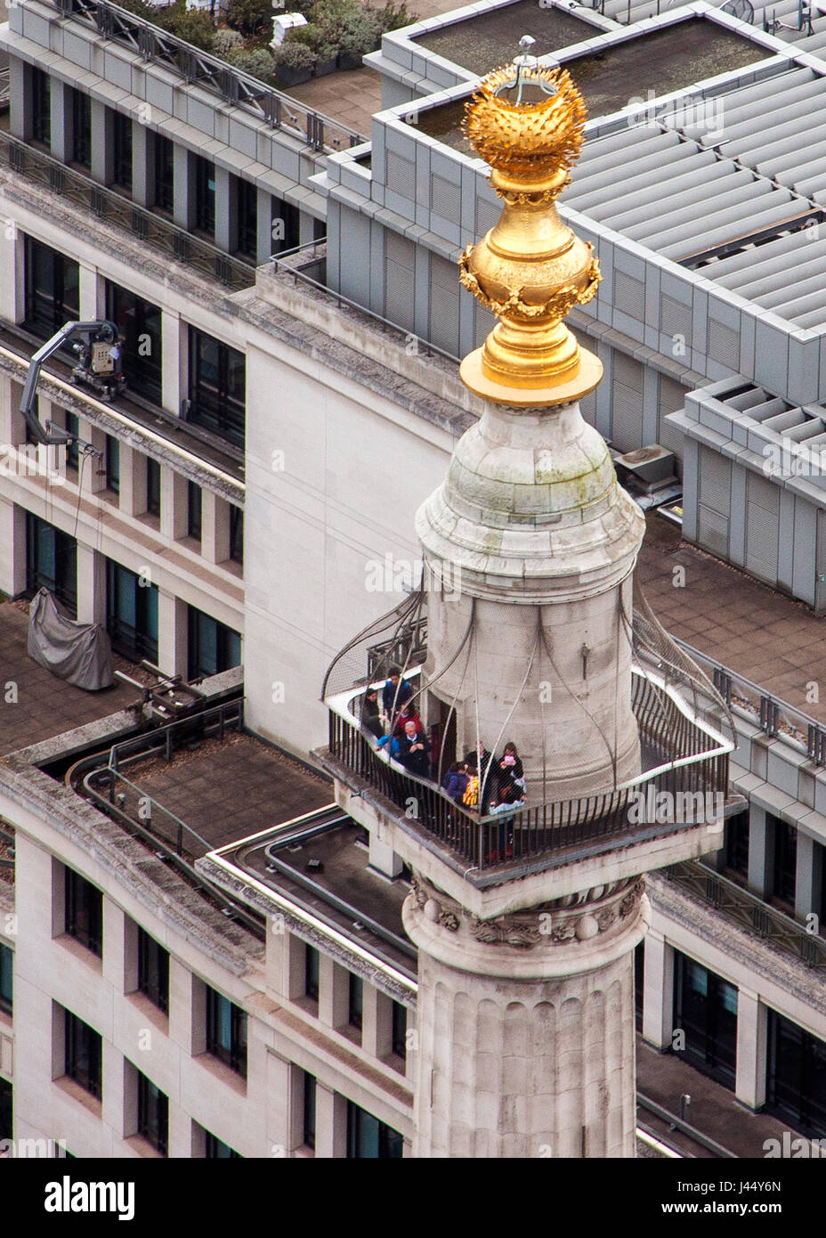 The Monument Memorial column to the Great Fire of London designed by Christopher Wren seen from