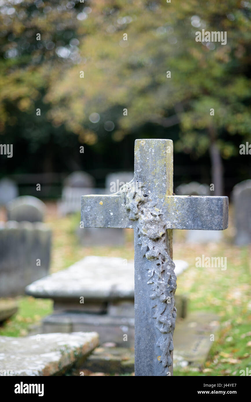 Gravestones at a Graveyard in Sussex Stock Photo