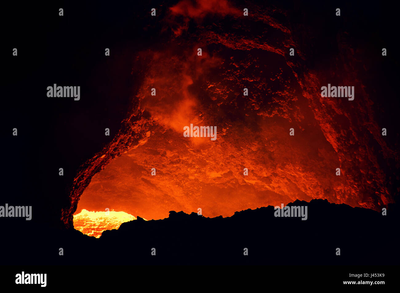 Night time view of the Masaya volcano/volcan in Nicaragua Stock Photo