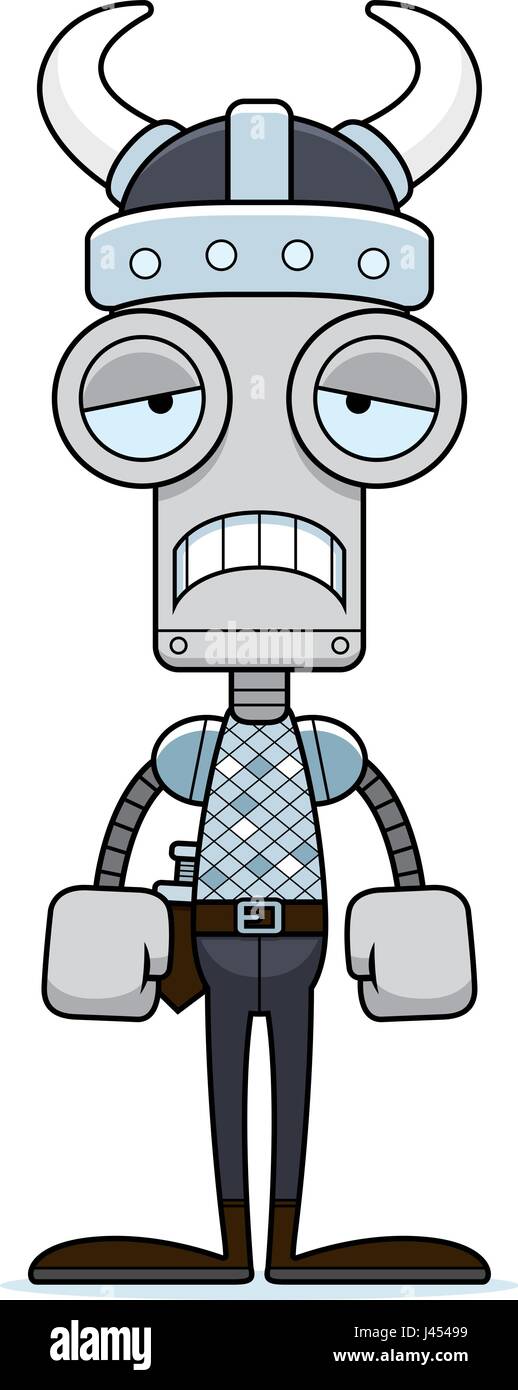 A cartoon Viking robot looking sad. Stock Vector