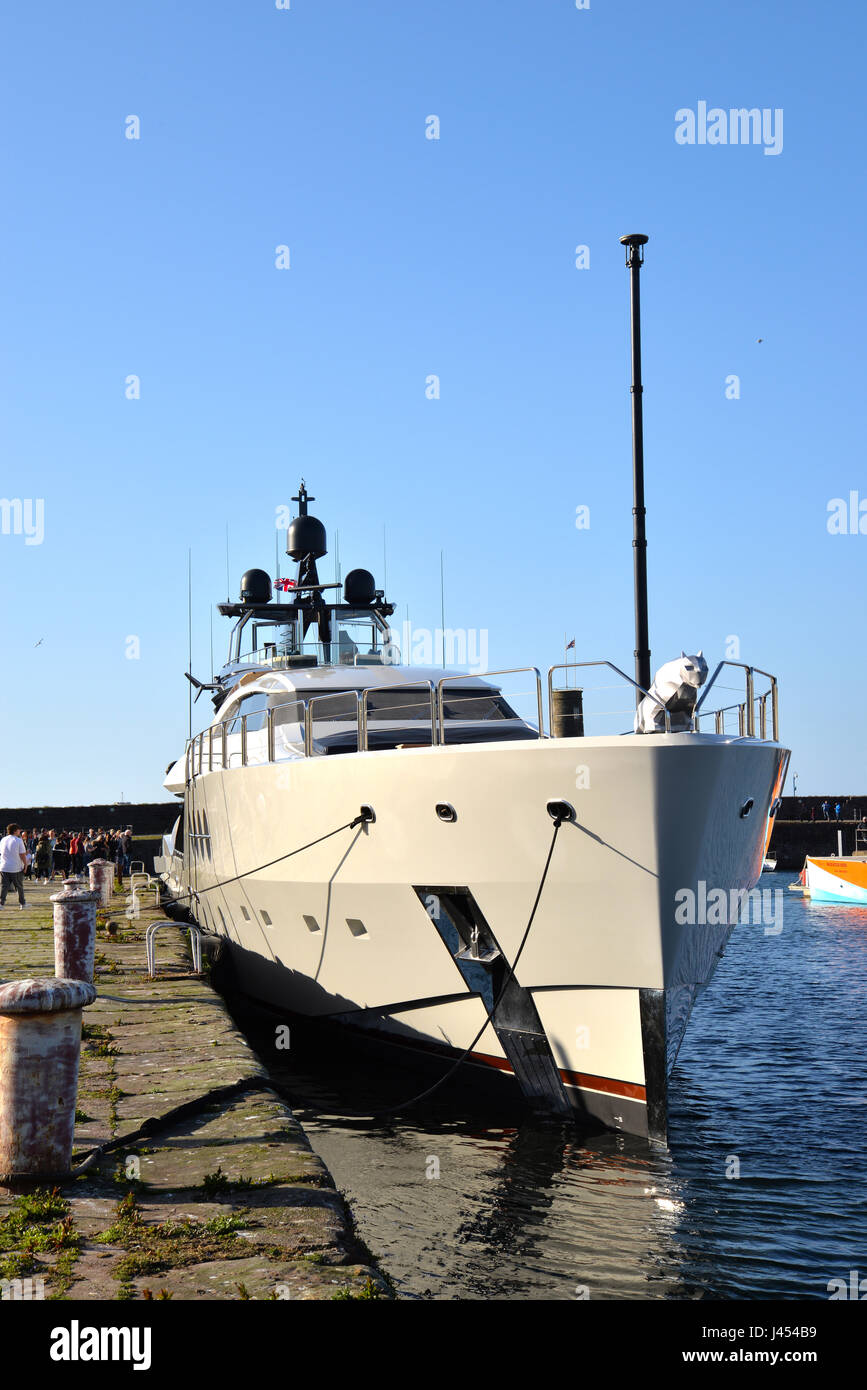 The Russian superyacht Lady M owned by billionaire Alexei mordashov docked at Whitehavens marina Stock Photo