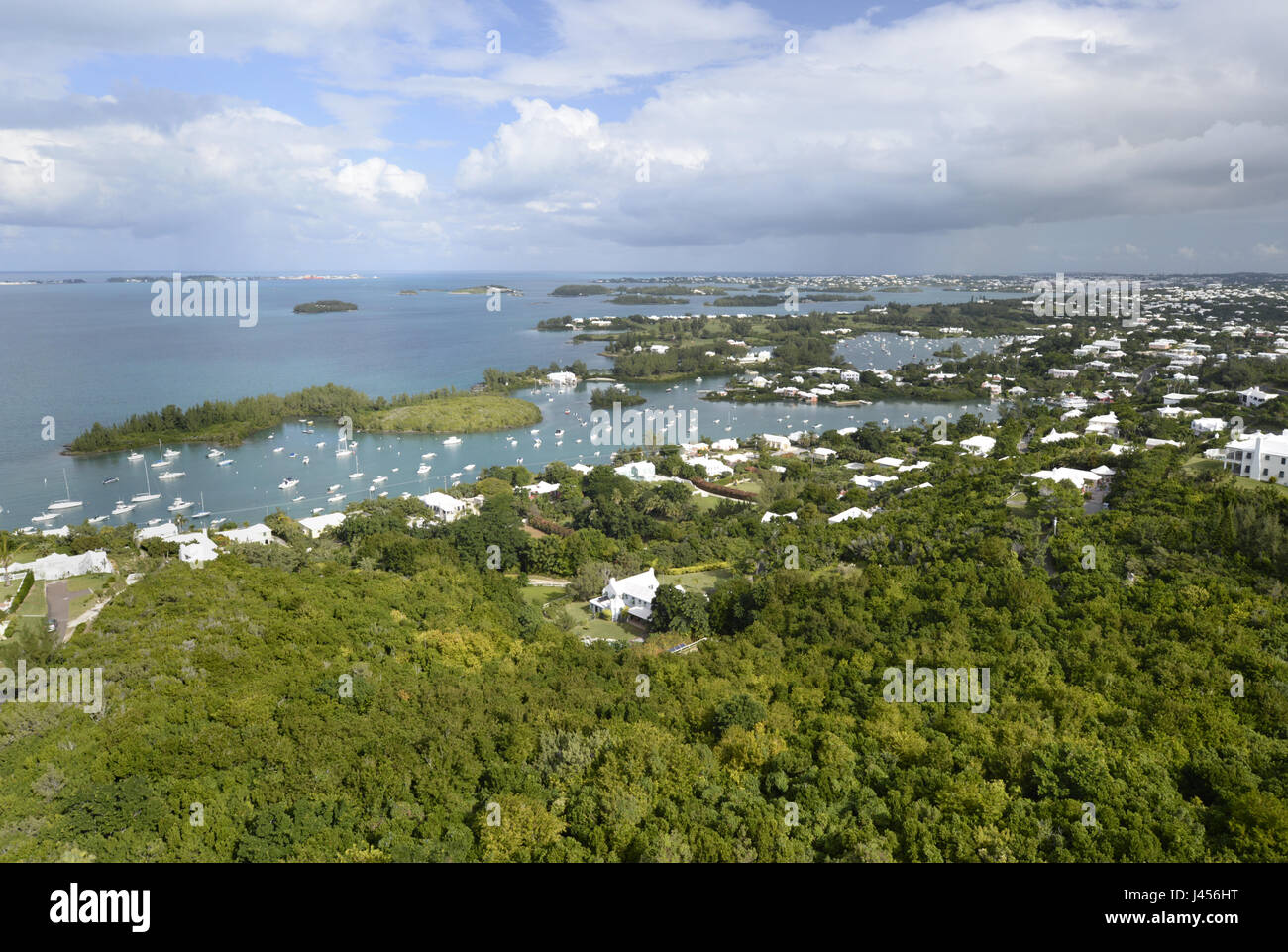 View over Great Sound, Bermuda Island, a British island territory in the North Atlantic Ocean. Stock Photo