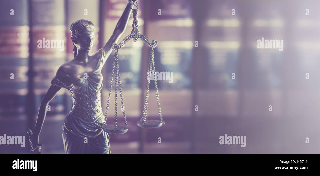 Legal lawl concept image, Scales of justice and books on desk banner