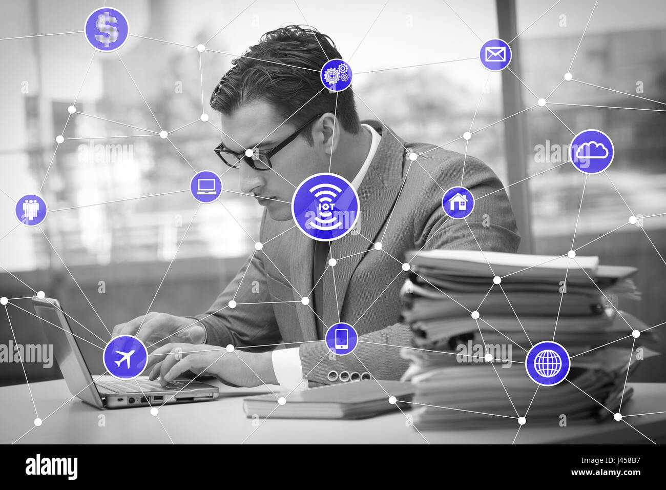 Internet of things concept with businessman Stock Photo - Alamy