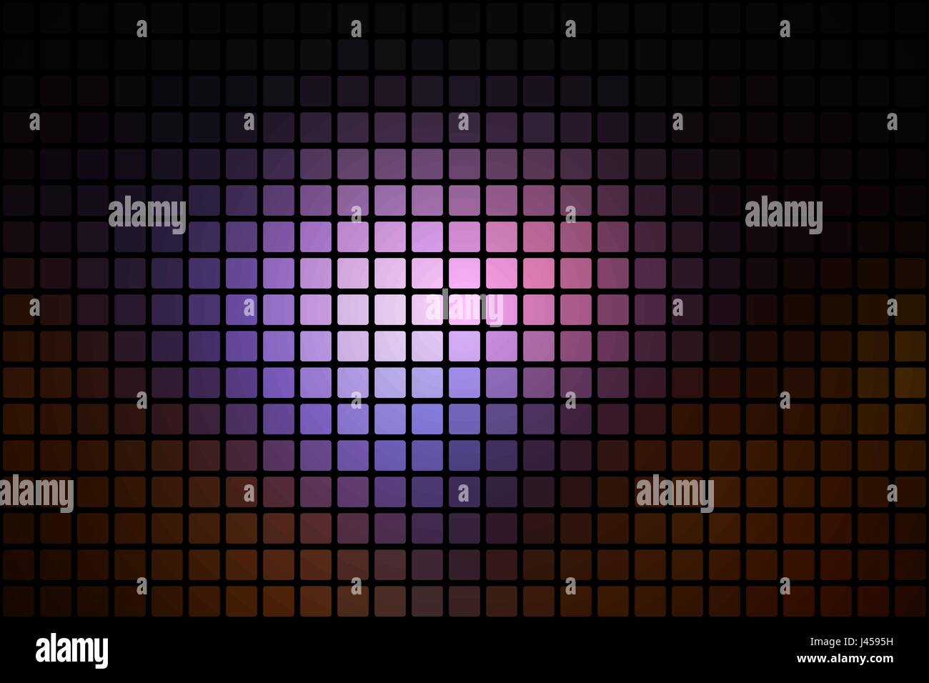 Purple brown black vector abstract mosaic background with rounded corners square tiles over black Stock Vector