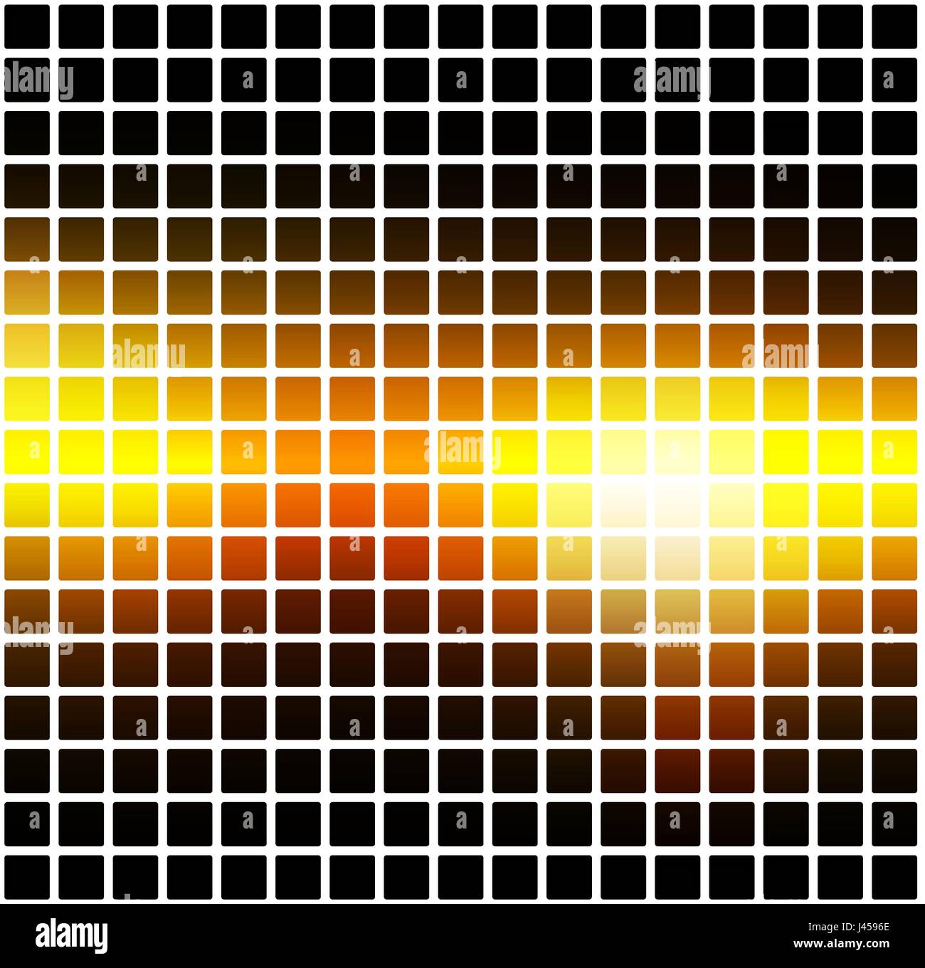 Black orange yellow vector abstract rounded corners tiles mosaic over white background square Stock Vector