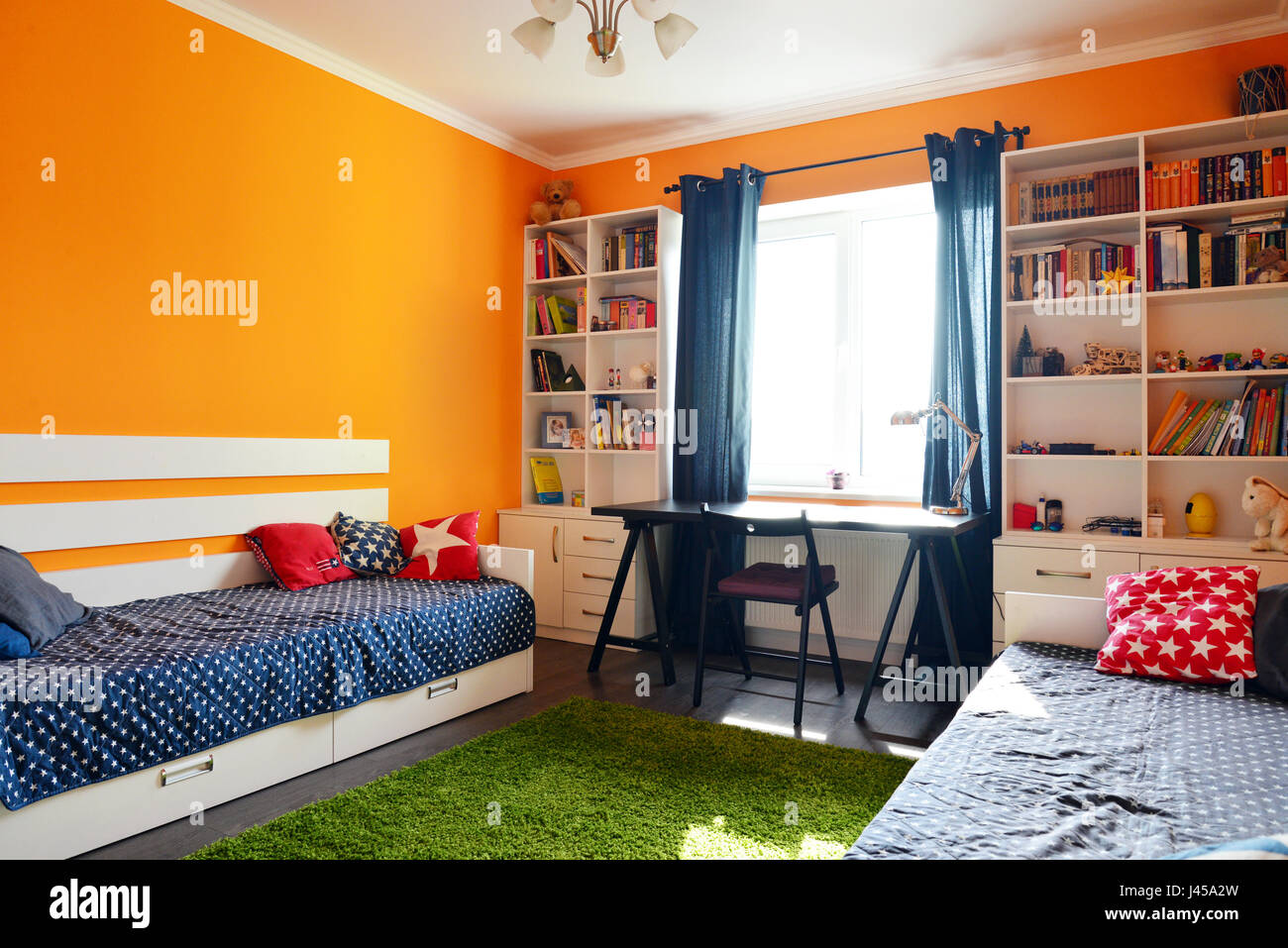 orange kids bedroom