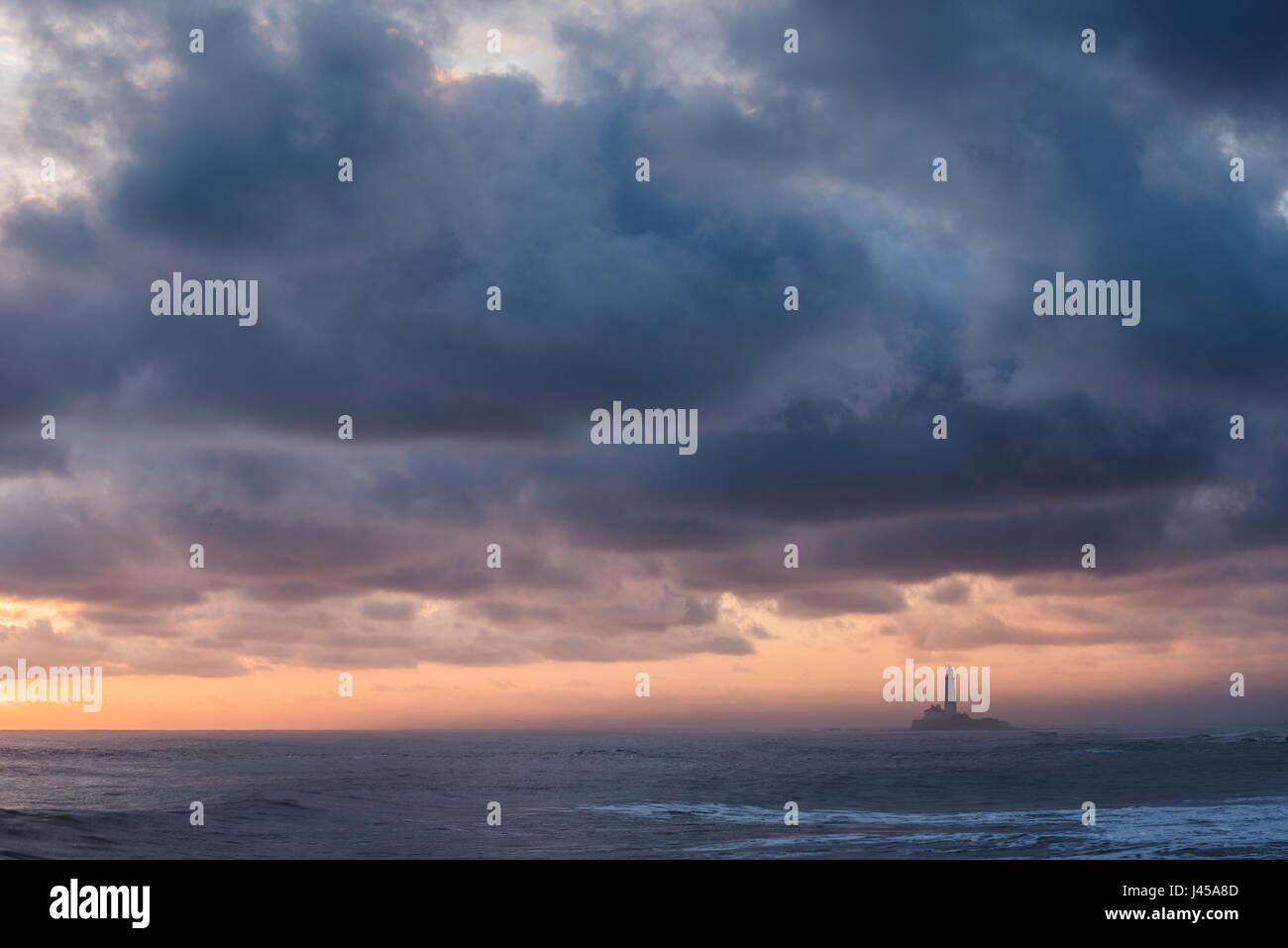 St. Mary's lighthouse from Collywell Bay, Seaton Sluice, Northumberland