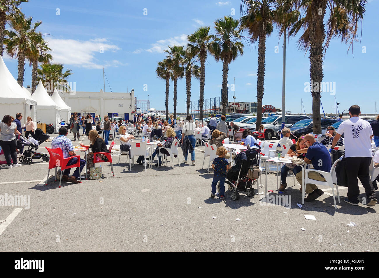 Seafood festival, event, festive in port of Benalmadena, Andalusia, Spain. Stock Photo
