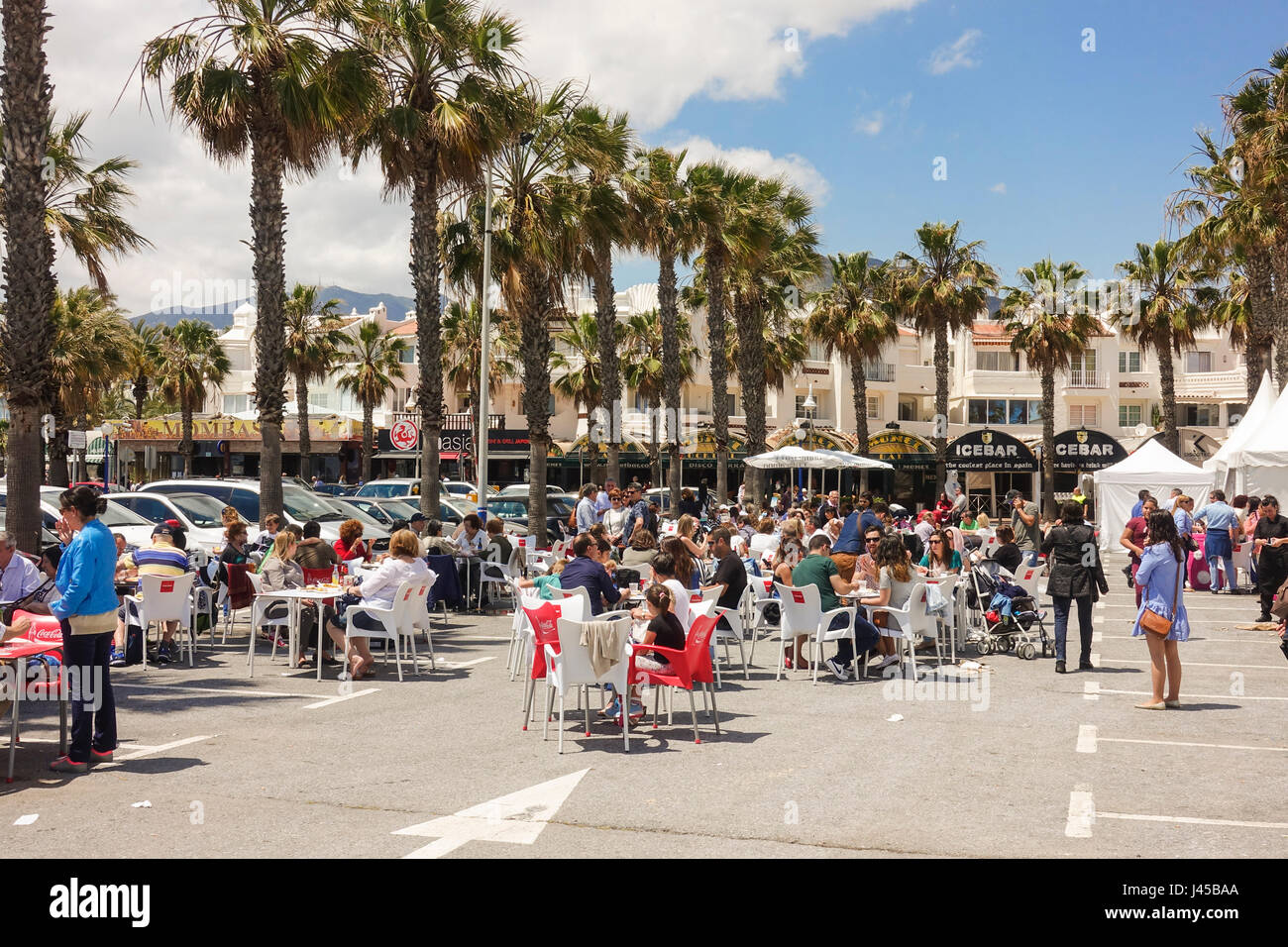 Seafood festival, event, festive in port of Benalmadena, Andalusia, Spain. Stock Photo