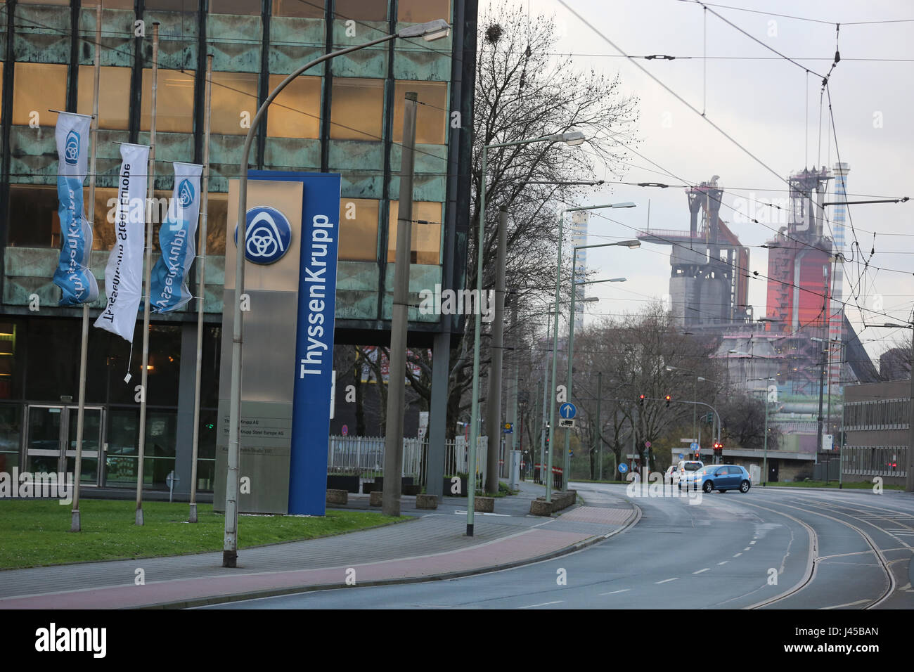 Germany, Duisburg, ThyssenKrupp Steel Mill, Kaiser Wilhemstr, Stahlwerk, Stock Photo