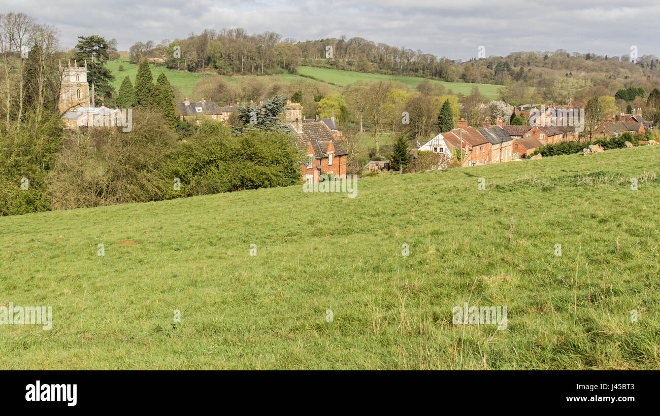 The small village of Knipton in the parish of Belvoir Leicestershire UK. Knipton is also located within the Vale of Belvoir. Belvoir Castle Stock Photo