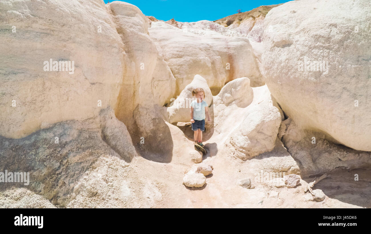 POV point of view Little girl on a weekend hike in Paint Mines
