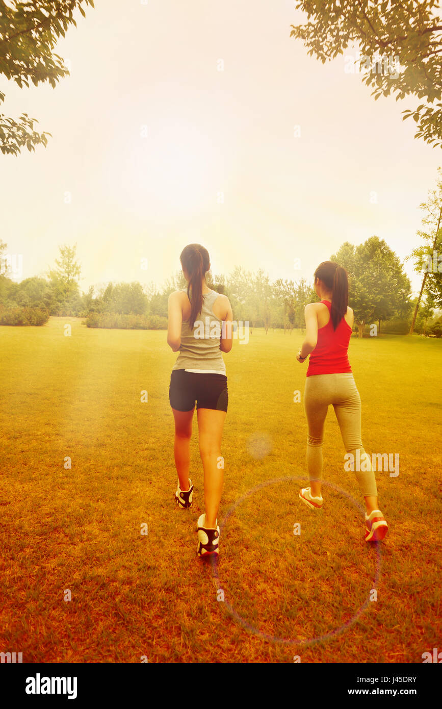 2 girls running