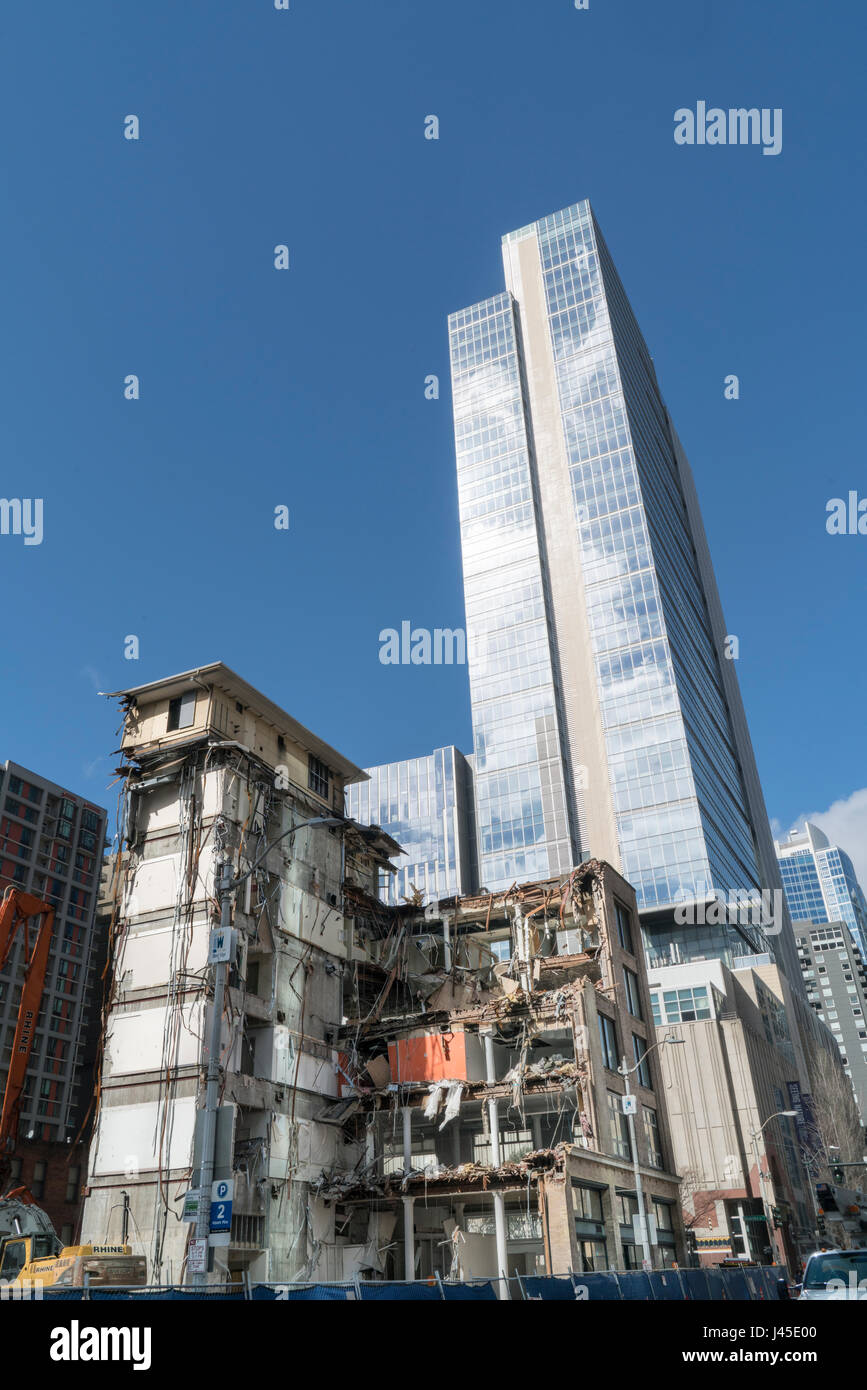 United States, Washington, Seattle, The old comes down and the new goes up Stock Photo