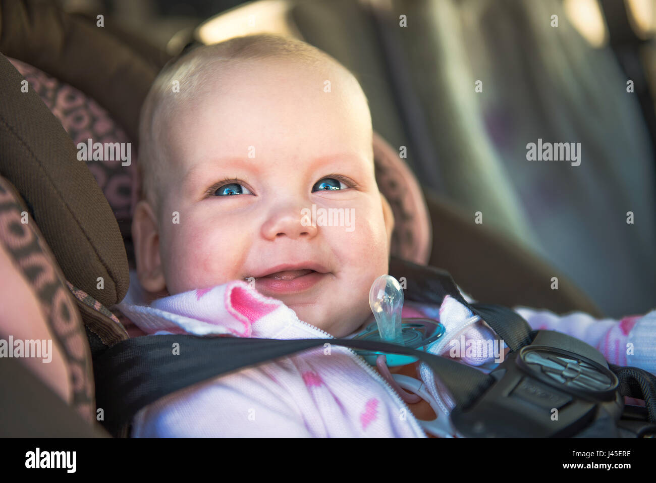 Cute toddler boy sitting in car seat safety child transportation Stock Photo Alamy
