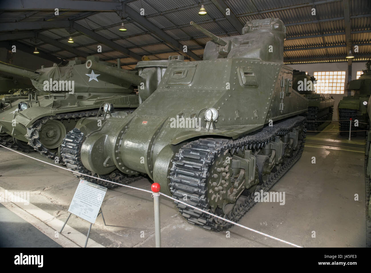 MOSCOW REGION, RUSSIA - SEPTEMBER 01, 2015: Medium Tank M3 US forces in the Museum of armored vehicles, Kubinka near the Moscow Stock Photo