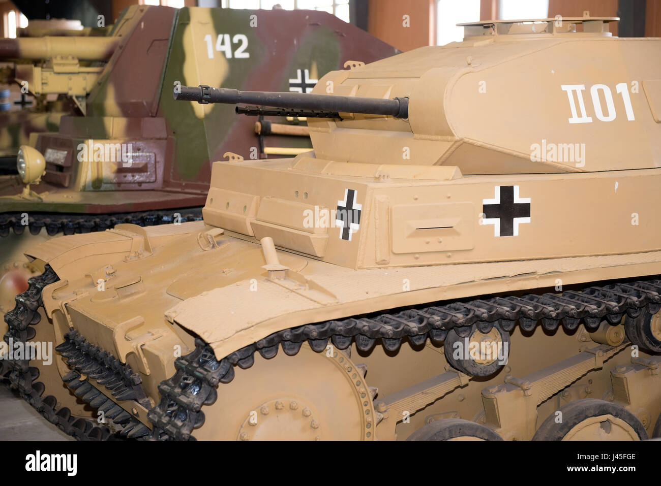 MOSCOW REGION, RUSSIA - SEPTEMBER 01, 2015: Light Tank Pz.Kpfw II 1935-44g.g. the armed forces of Nazi Germany in the Museum of armored vehicles, Kubi Stock Photo