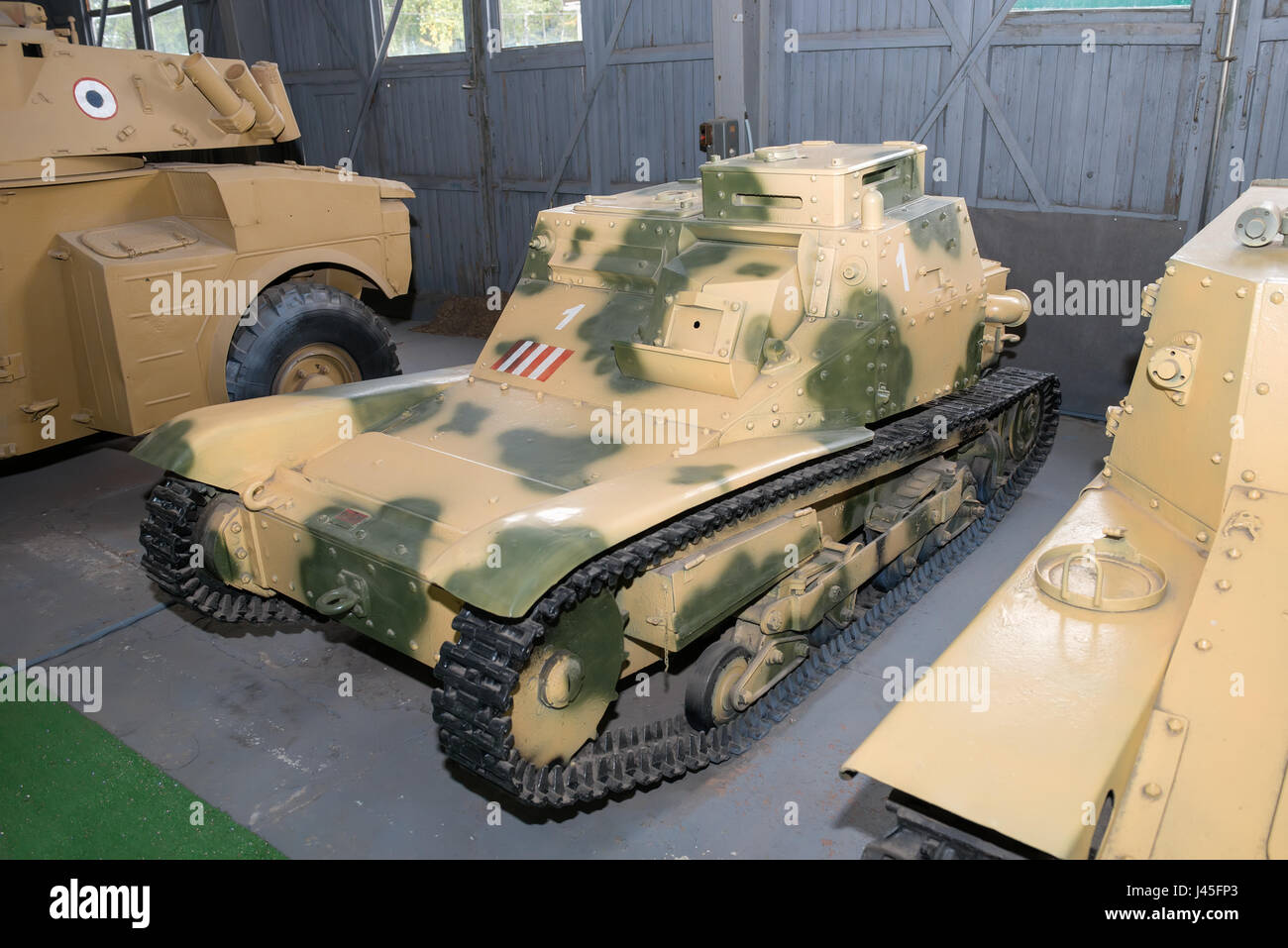 MOSCOW REGION, RUSSIA - SEPTEMBER 01, 2015: tankette Fiat-Ansaldo St-35M armed forces of Italy, in the Museum of armored vehicles, Kubinka near the Mo Stock Photo