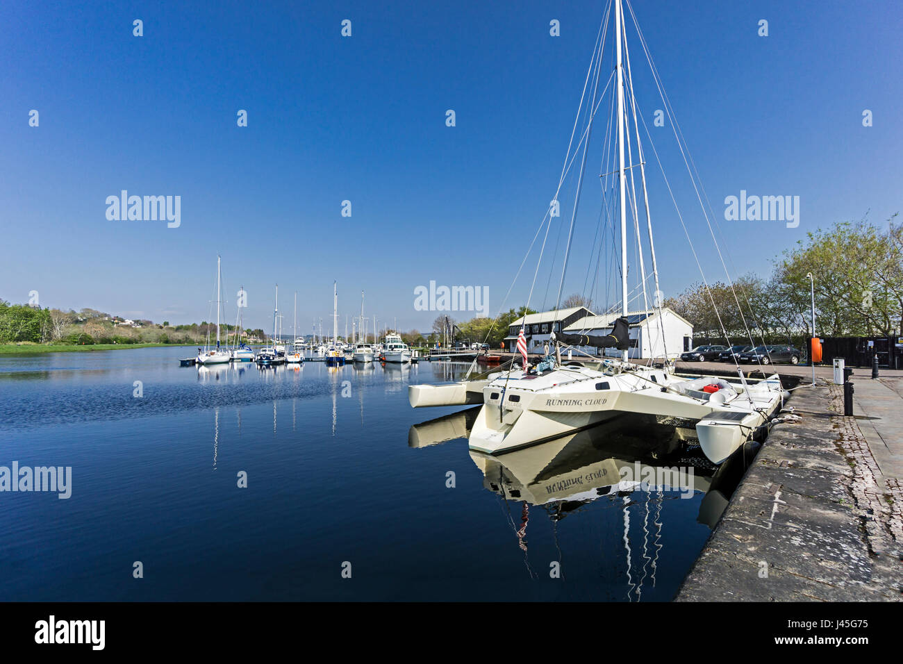 Sailing and motor pleasure vessels moored in the Caledonian Canal basin Clachnaharry Inverness Scotland UK Stock Photo