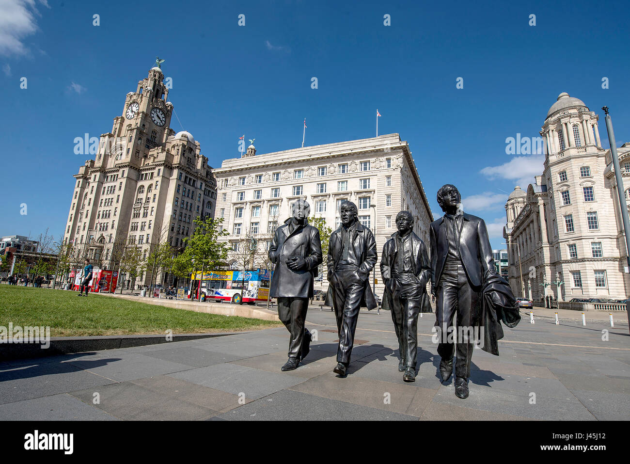 The Beatles Statue Liverpool Docks Stock Photo