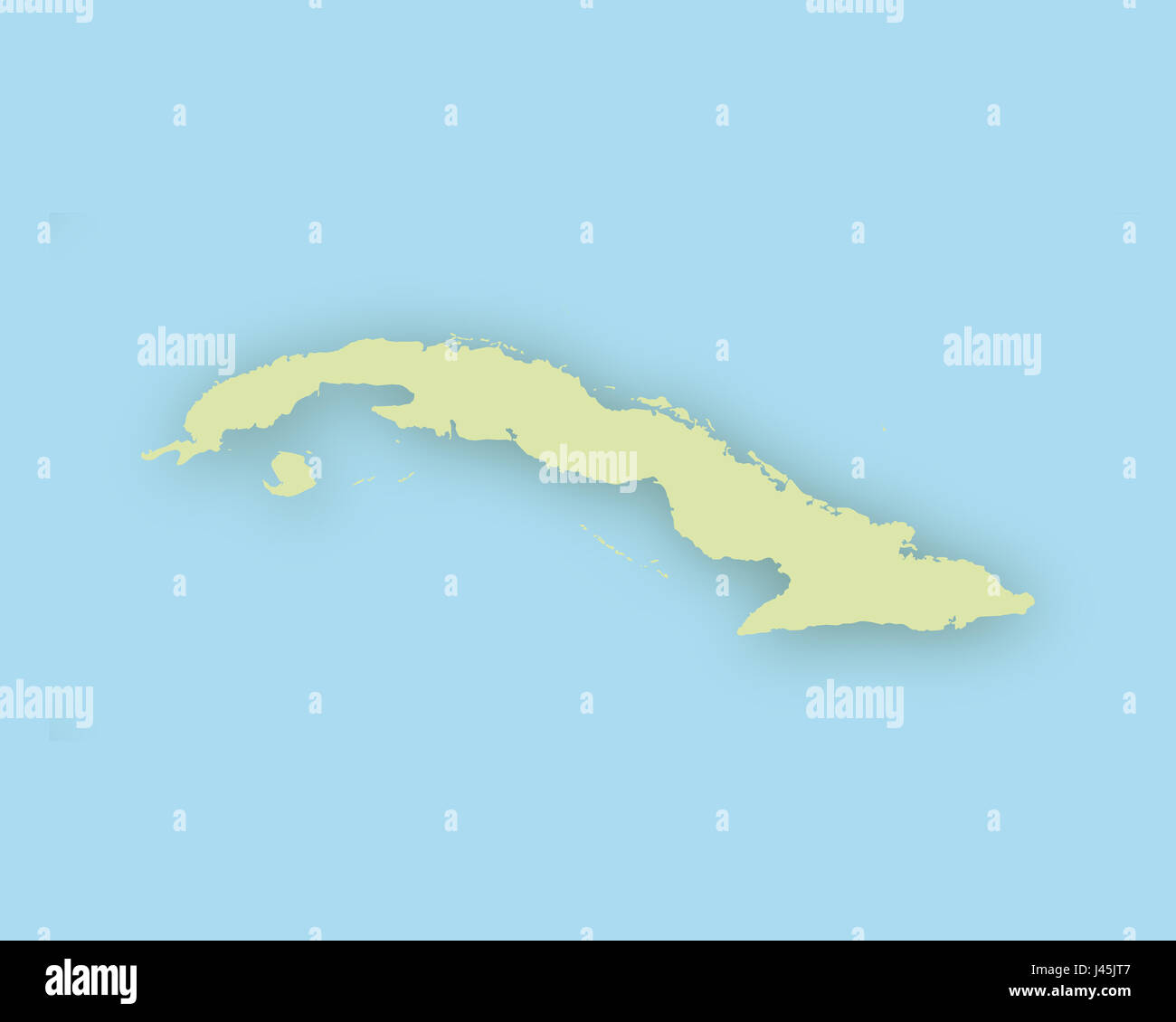 Map of Cuba with shadow Stock Photo - Alamy