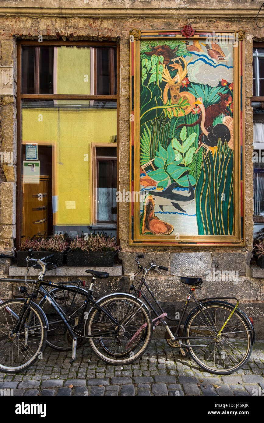 Picturesque corner in Patershol district, Ghent, East Flanders, Belgium Stock Photo