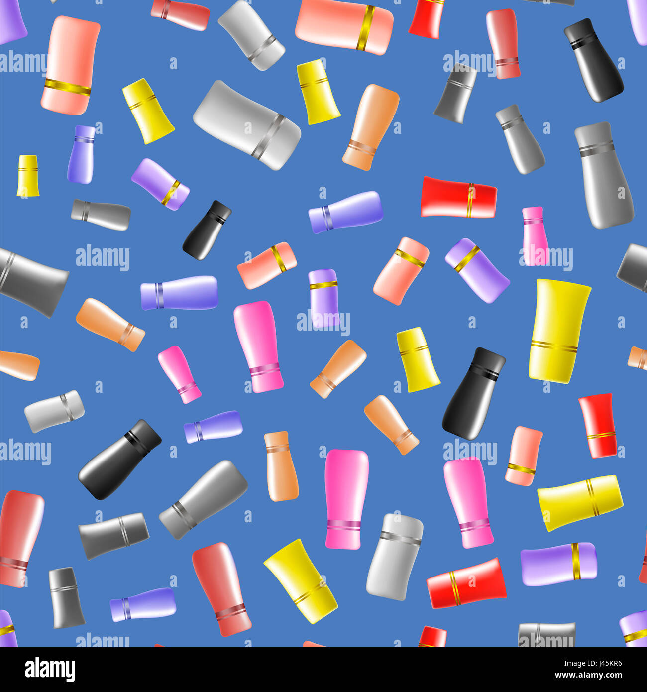 Cosmetic Colored Tubes Seamless Pattern Isolated on Blue Background ...