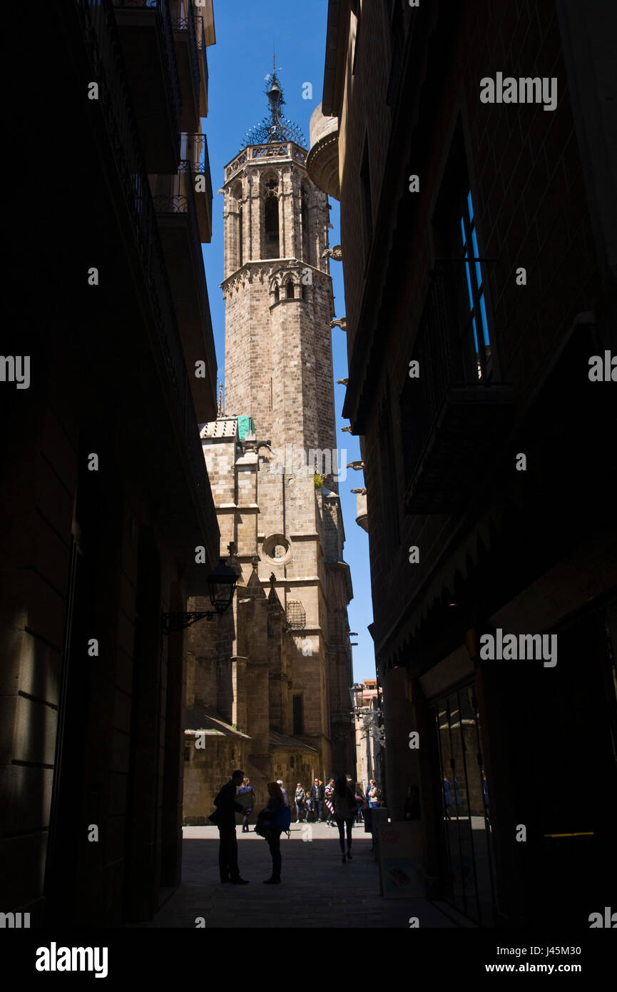 Bell Tower above the door of Saint Ivo at Barcelona Cathedral Barcelona Spain ES EU Stock Photo