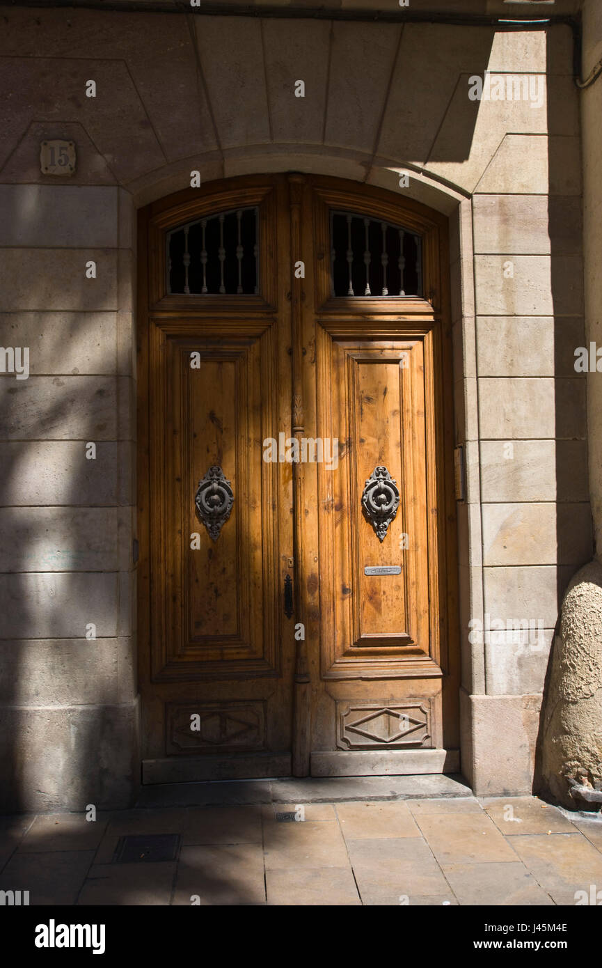 Front Door Of Apartment Building Of Gothic Quarter In Barcelona