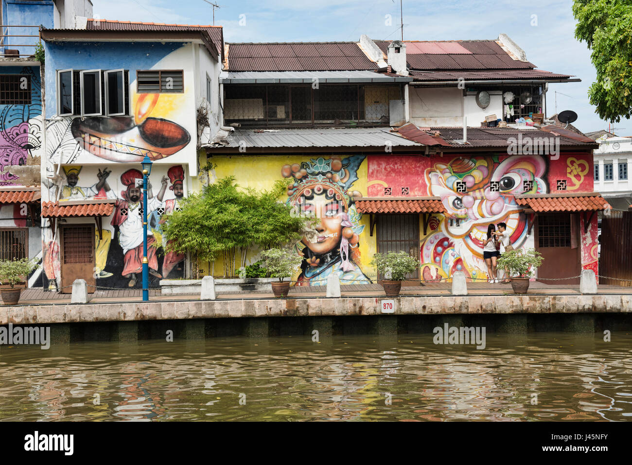 Street art along the Melaka River, Malacca, Malaysia Stock Photo Alamy