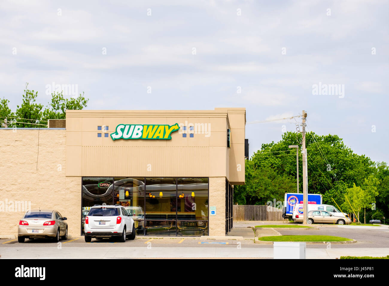 The exterior of Subway shop located on North McArthur in Oklahoma City, Oklahoma, USA. Stock Photo