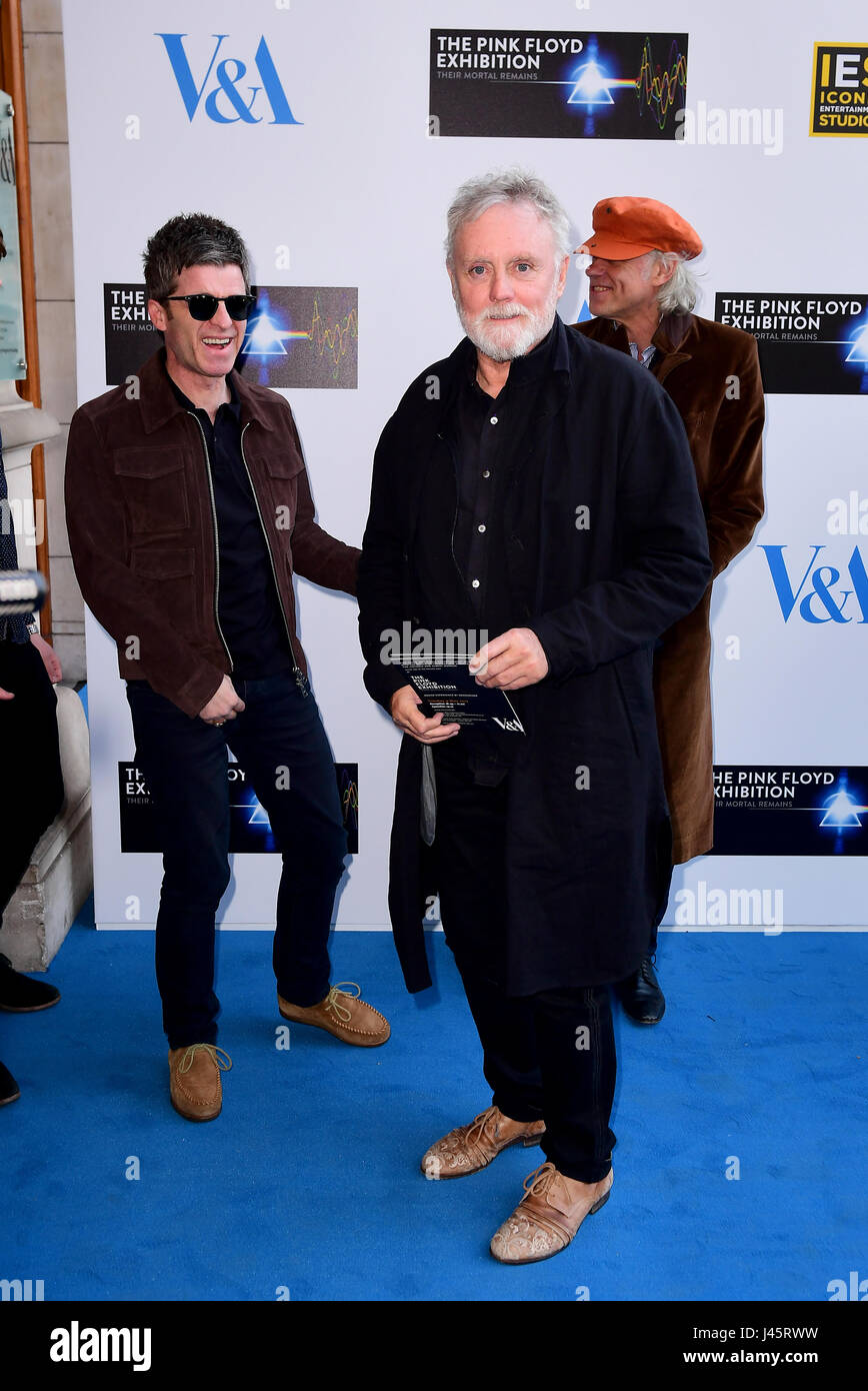 Noel Gallagher (left), Roger Taylor (centre) and Bob Geldof (right)  attending a viewing of The Pink Floyd Exhibition: Their Mortal Remains at  the V&A, London Stock Photo - Alamy