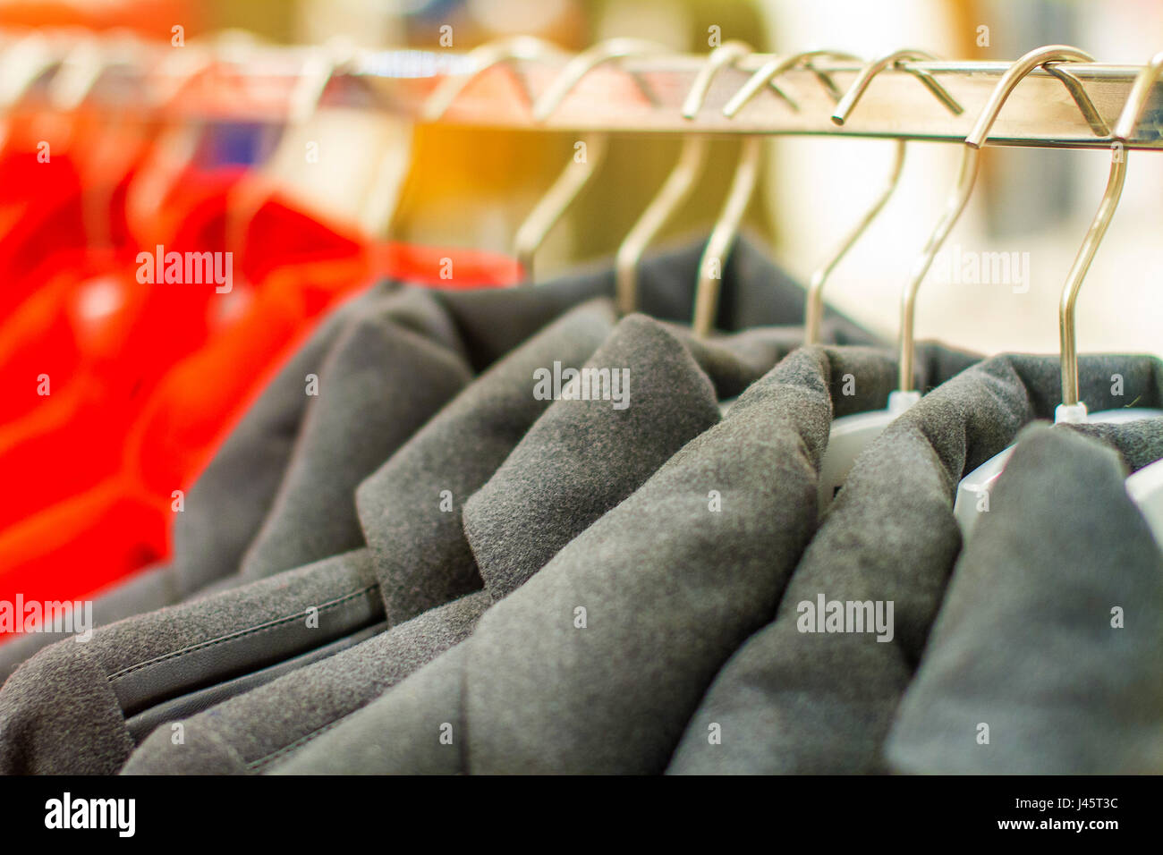 Coat hanger leather jacket hi-res stock photography and images - Alamy