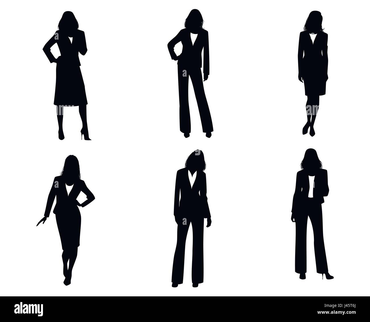 Vector illustration of a six businesswomen silhouette Stock Vector ...