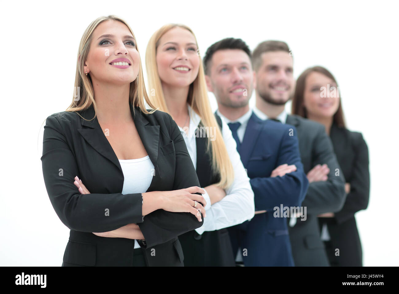 Team of successful and confident people posing on a white backgr Stock Photo