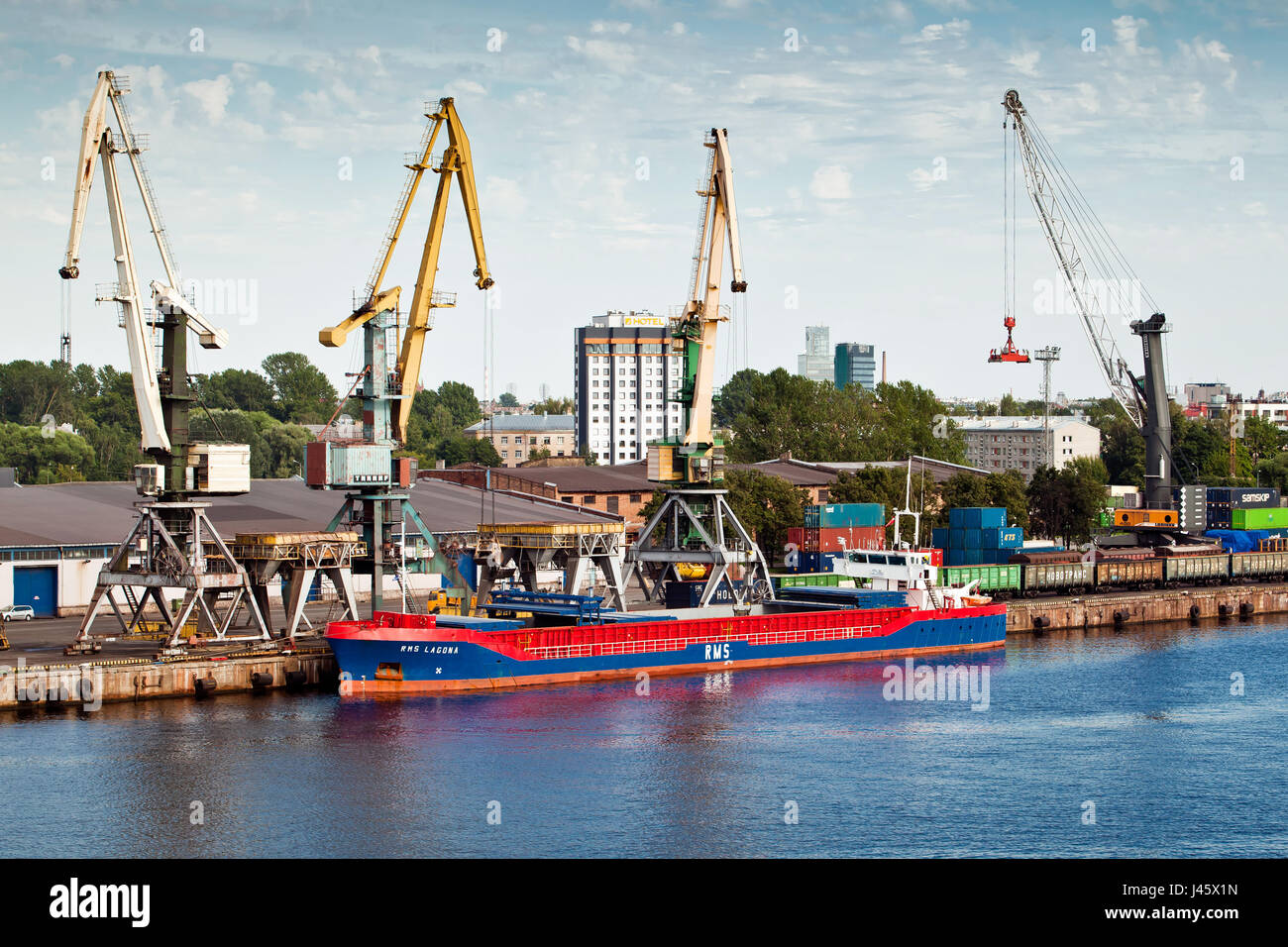 Port in Riga city, Latvia Stock Photo