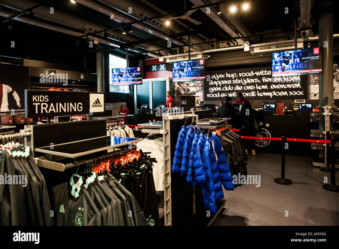 Ajax fotball club shop interior on Amsterdam Arena, Netherlands Stock Photo  - Alamy