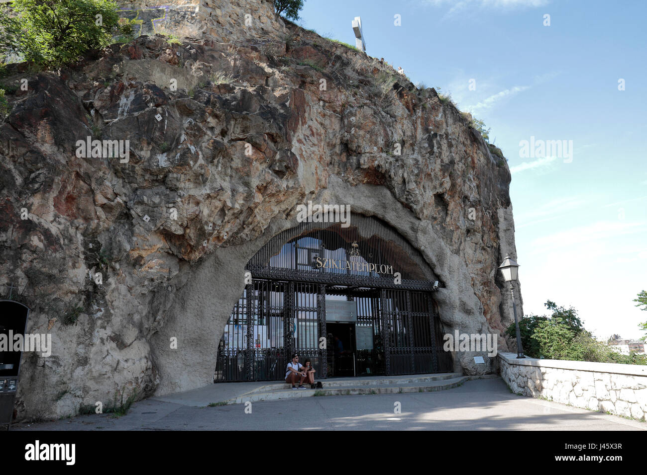 Entrance to the Cave Church, inside Gellért Hill, in Budapest, Hungary. Stock Photo