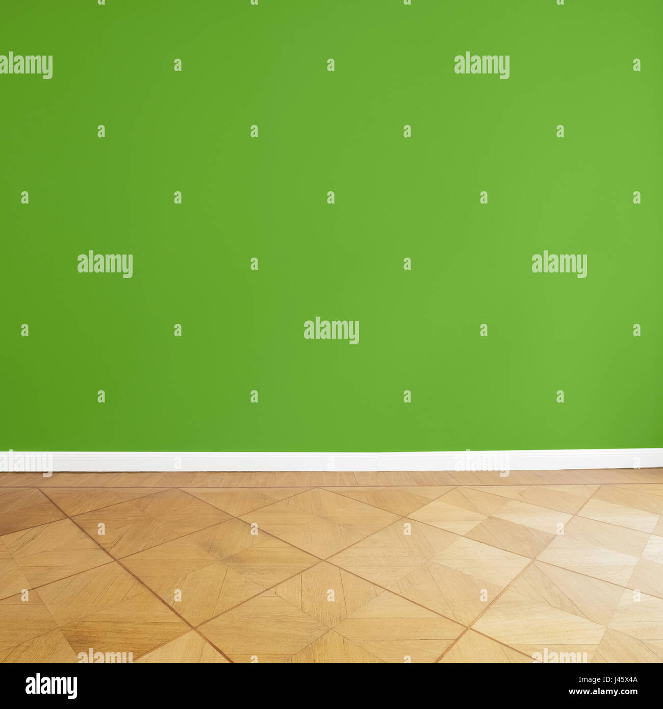 green wall background, empty apartment room Stock Photo