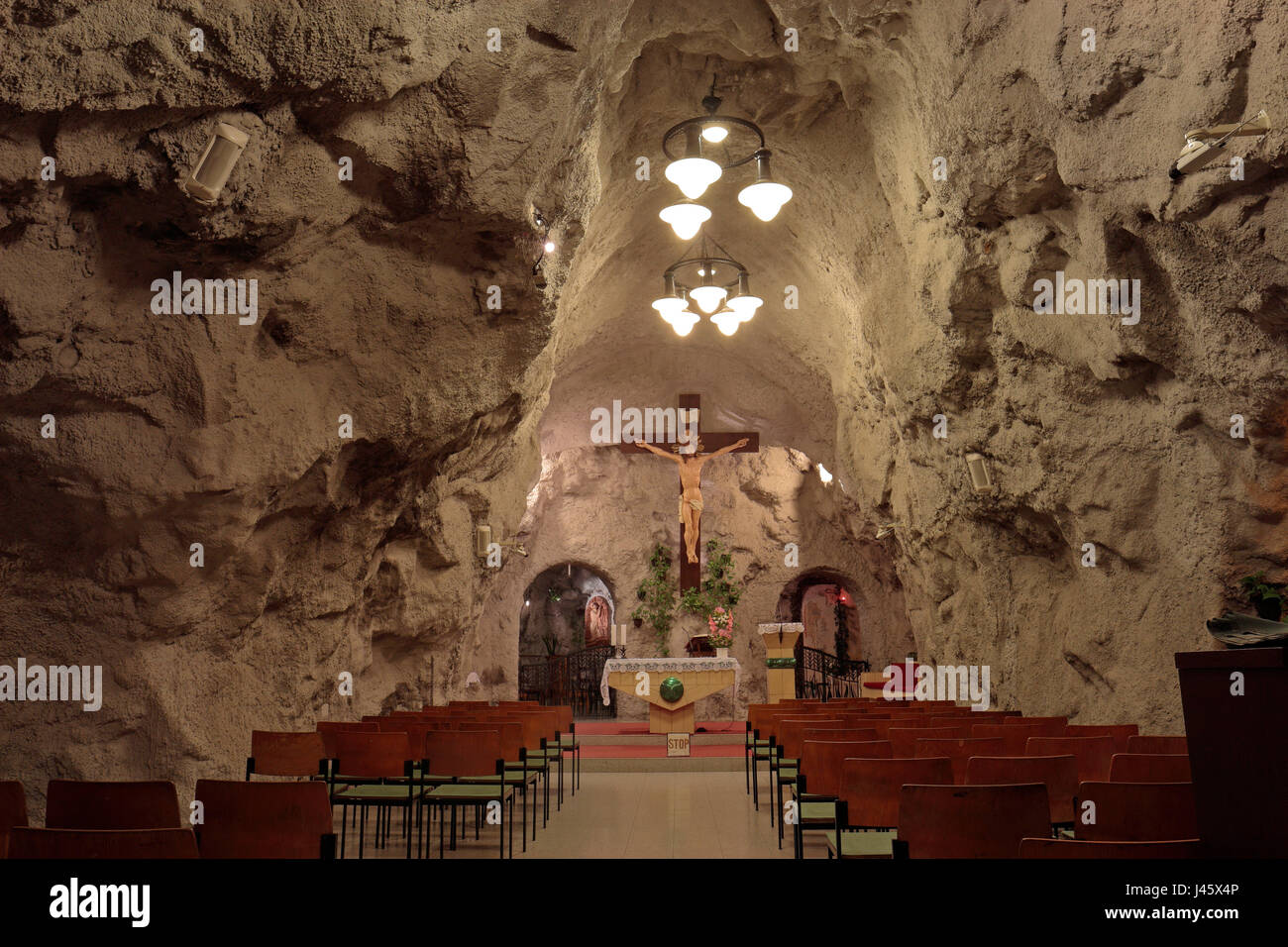 The Cave Church, inside Gellért Hill, in Budapest, Hungary. Stock Photo
