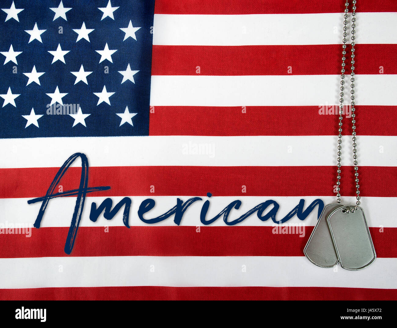 name American and military dog tags on United States flag Stock Photo ...