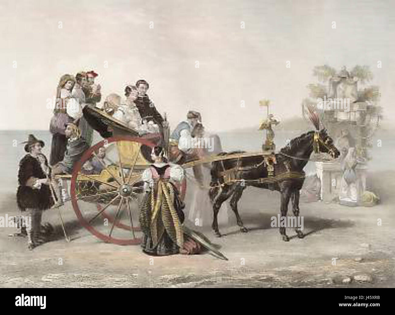 Naples Calash refers to a historical carriage or vehicle from Naples, Italy, used for transportation, typically in the 18th or 19th century, often associated with elite society. Stock Photo