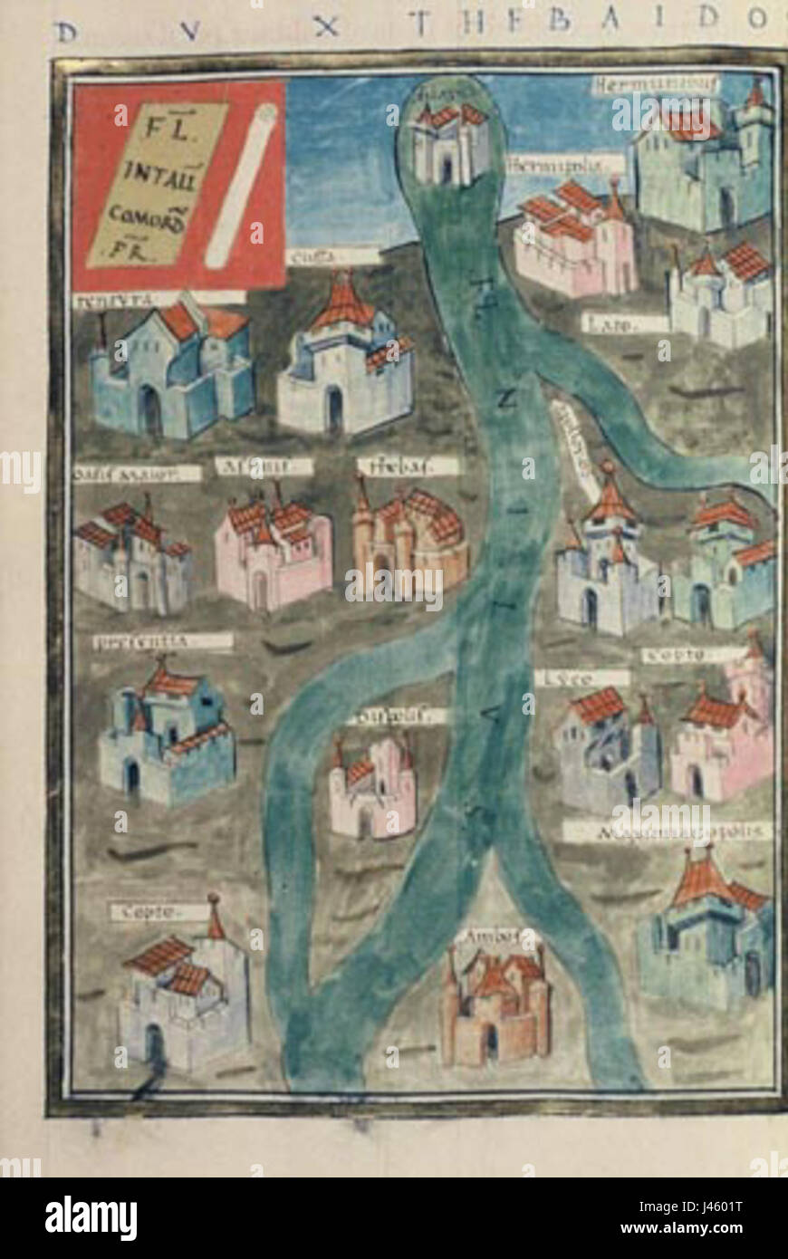 *Notitia Dignitatum* is an ancient Roman document that lists the offices and military positions within the Roman Empire. 'Dux Thebaidos' refers to the leader of the Theban military forces. Stock Photo