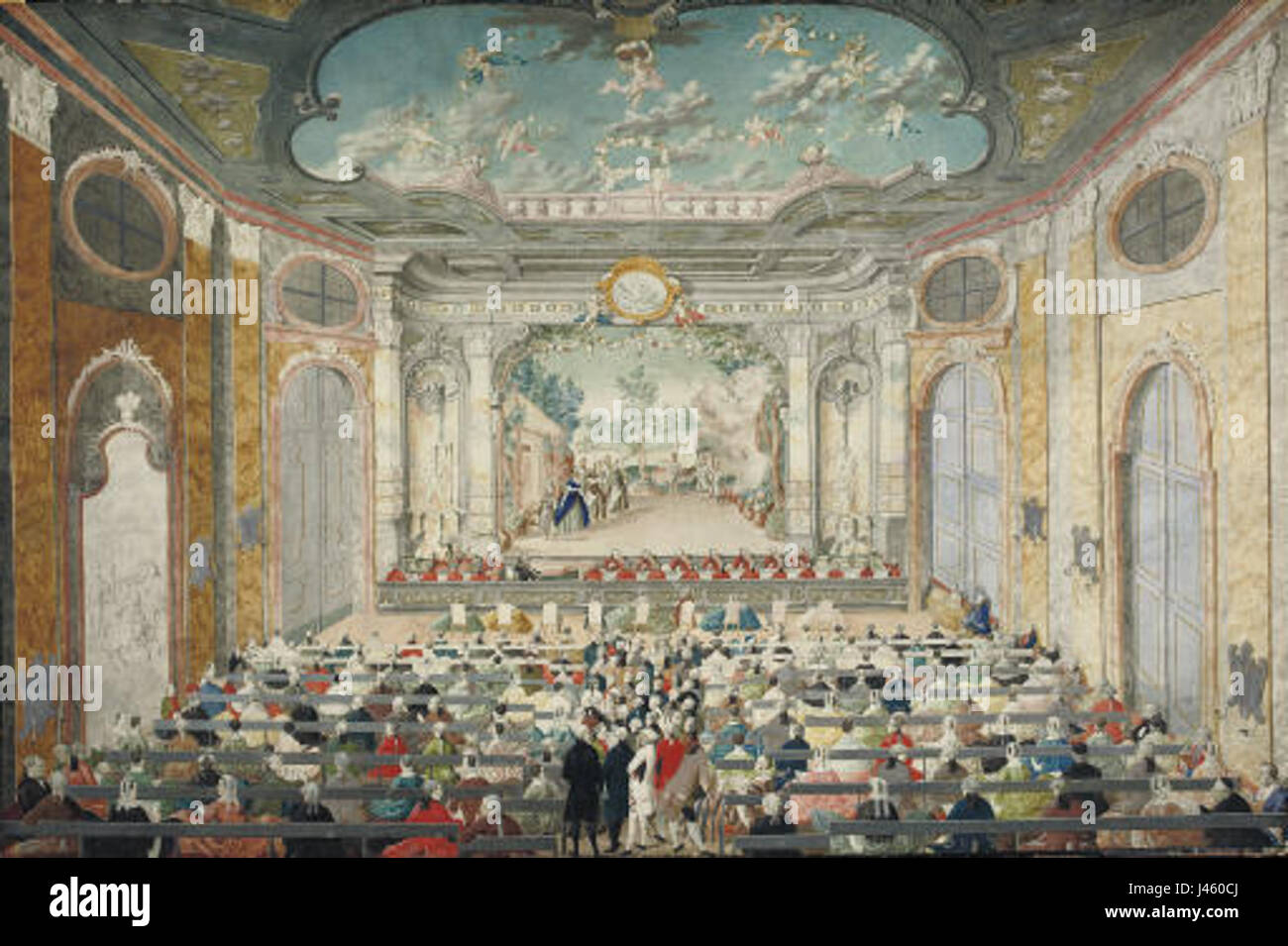 Opera performance in a baroque theater Austrian School 18c Stock Photo ...