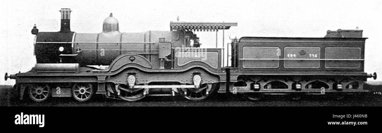 An illustration and description of a North British locomotive used by the Egyptian State Railways, featured in the 1907 edition of 'Howden, Boys' Book of Locomotives.' Stock Photo
