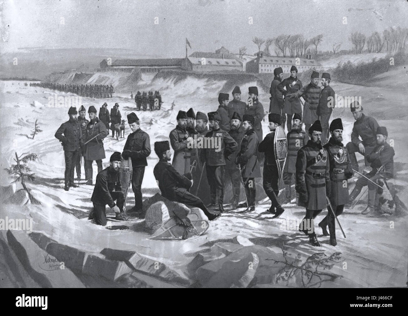 Officiers de la brigade de carabiniers ile Sainte Helene 1870 Stock Photo