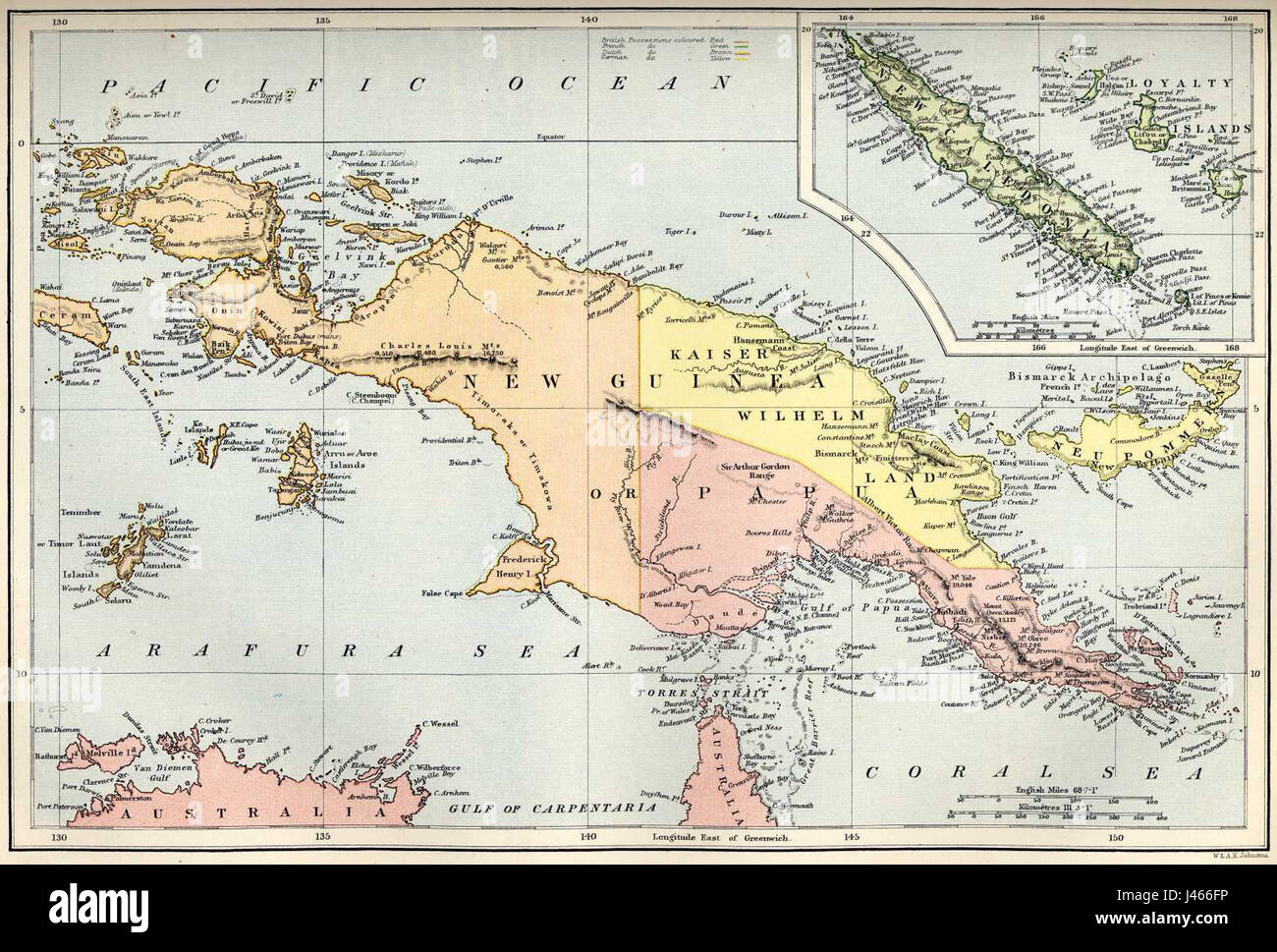 New Guinea and New Caledonia 1884 (Papua New Guinea) Stock Photo