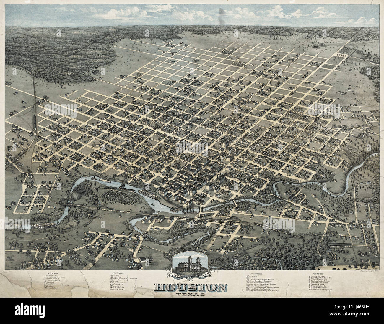 Texas map early 1800s hi res stock - Old Map Houston 1873 J466HY